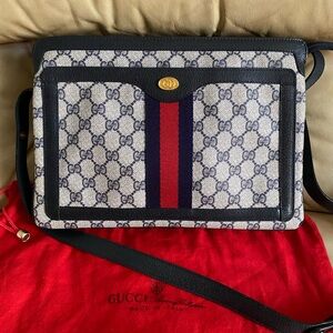 LKNW Gucci Handbag 3 Compartment Front Pocket GG Web Stripe Vintage